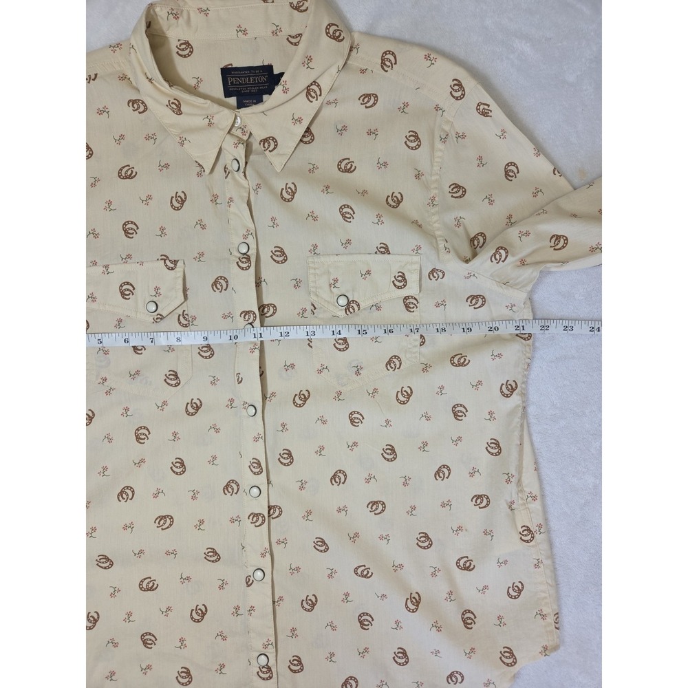 Pendleton Gambler Pearl Snap Shirt Cowgirl Western Floral Horsehoes Women L $119 - Picture 9 of 12
